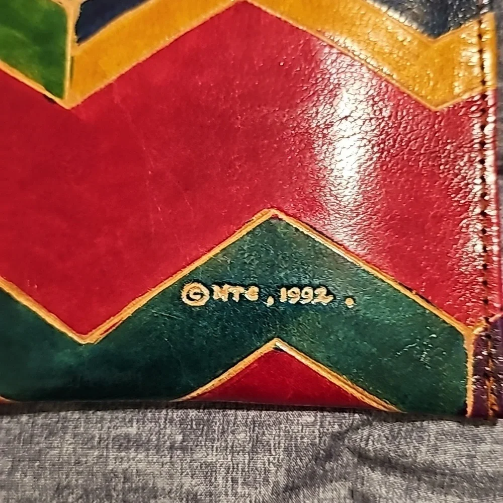 1992 Set Vintage MTG  Leather Wallet  Clutch w Pockets with 2 accessories